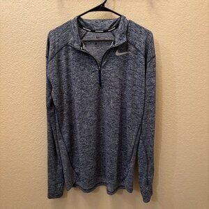 Nike Running Dri-Fit 3/4 Zip Shirt - Blue - Mens Medium